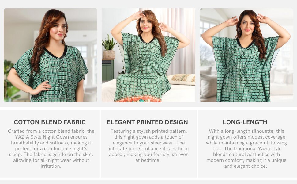 Yazia green kaftan features