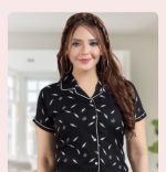 Yazia black printed night suit set